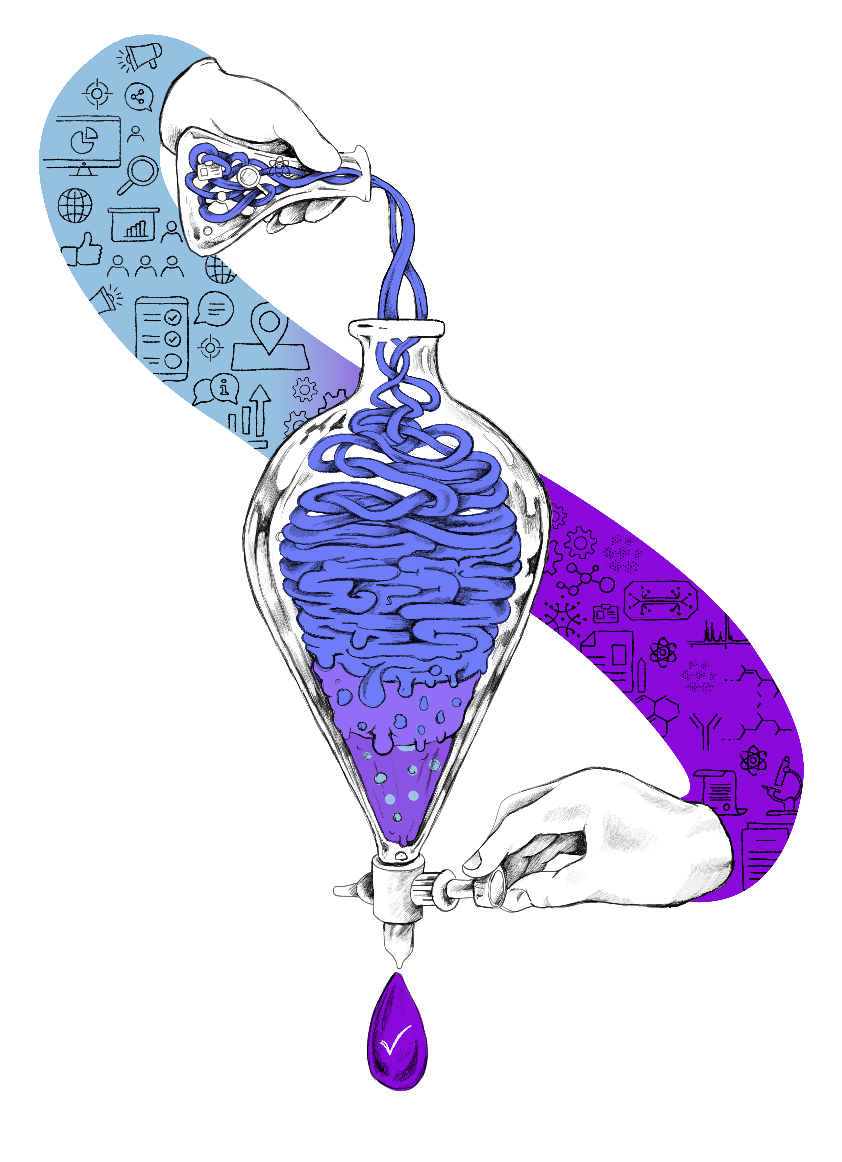 Illustration representing our scientific + engineering approach